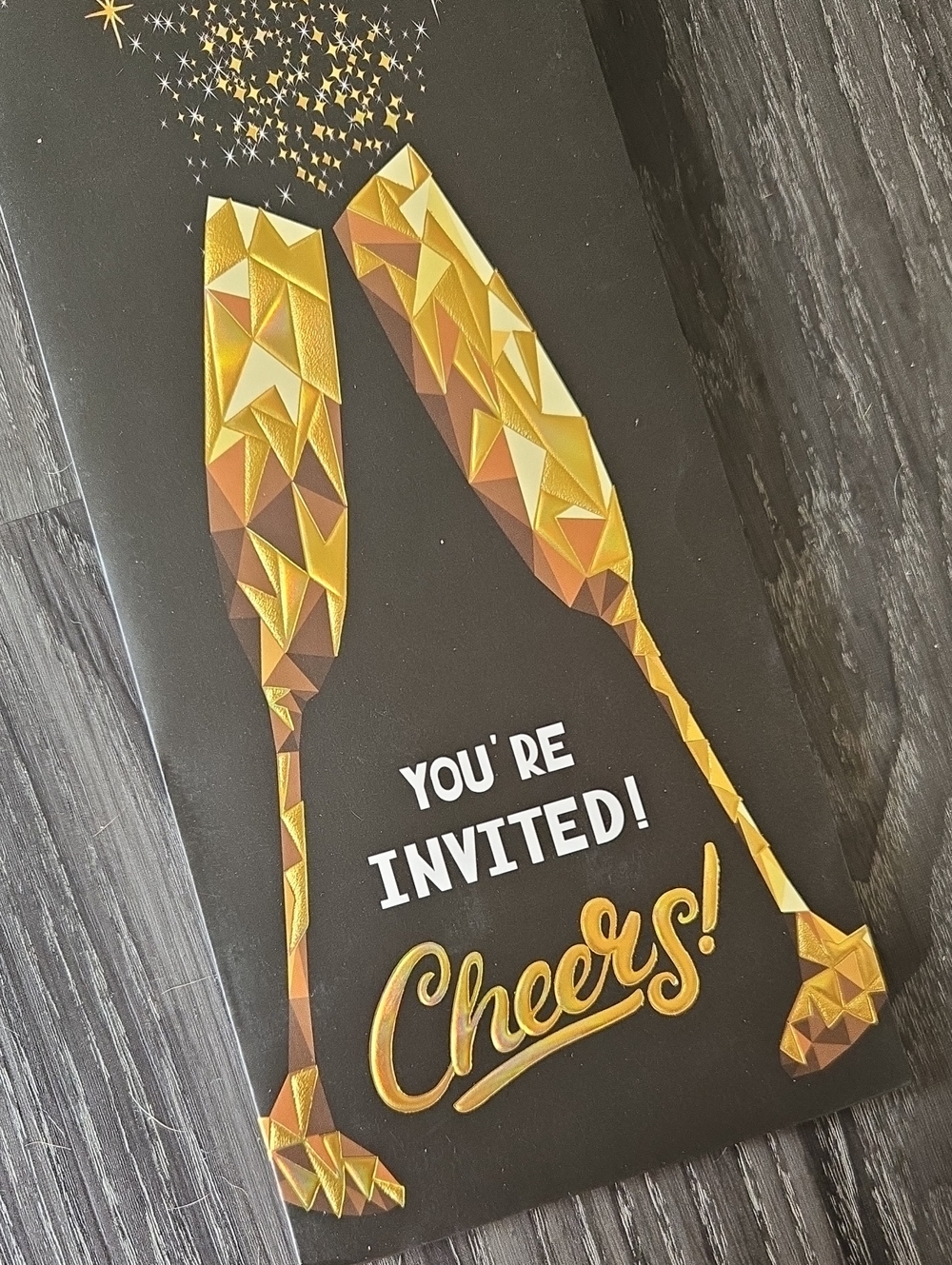Cheers! Black & Gold Wine Gift Bag - You're Invited